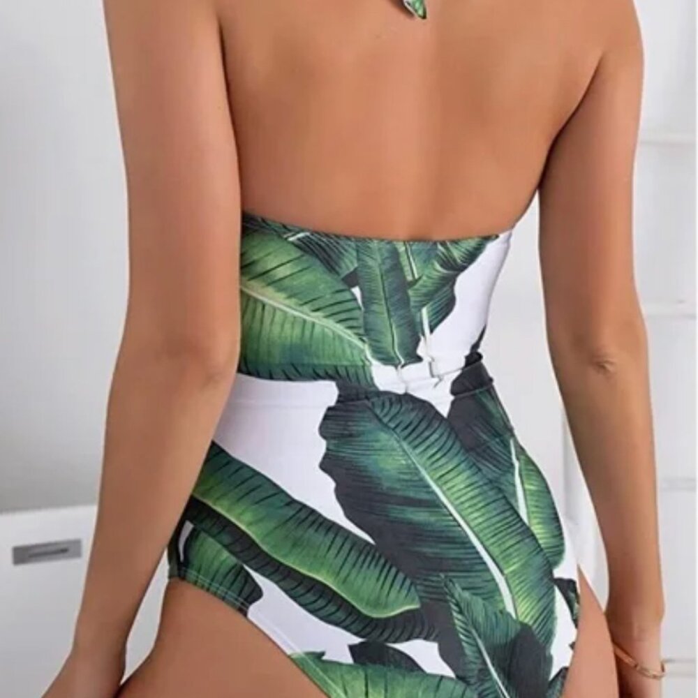 BRAND NEW - B2PRITY.com Women's One-Piece Swimming Suit Tropical Leaf Print